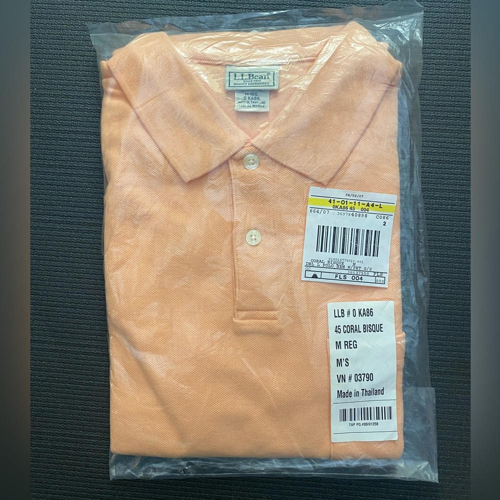 LL Bean,Double L Polo,Hemmed,Short Sleeve,Pocket Sealed in factory bag; new!